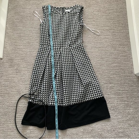Calvin Klein Black White Houndstooth Belted Sleeveless Fit & Flare Work Dress 2 - Picture 12 of 12